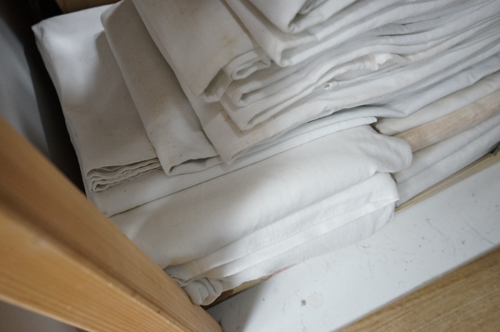 Twelve plain French provincial linen sheets